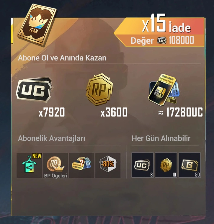 Pubg Mobile Prime Plus 12 Aylik