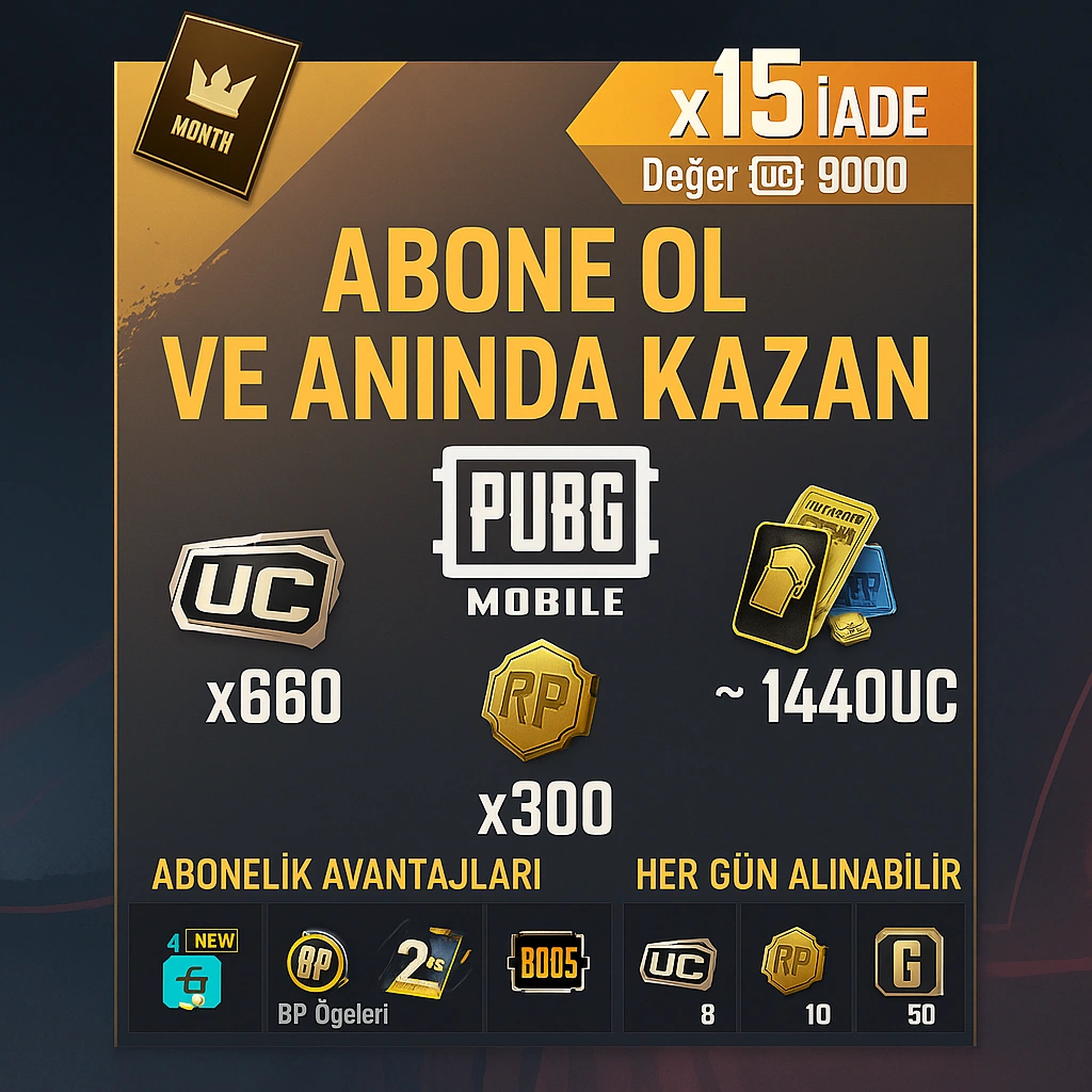 PUBG Mobile Prime Plus 1 Aylik
